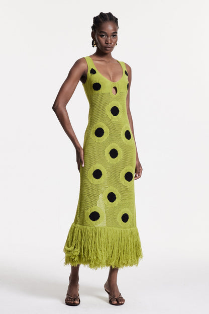 Christen Fringe Knit Maxi Dress