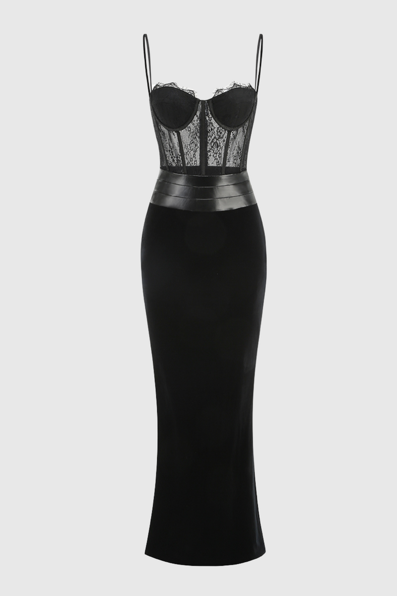 Christena Lace Corset Velvet Maxi Dress