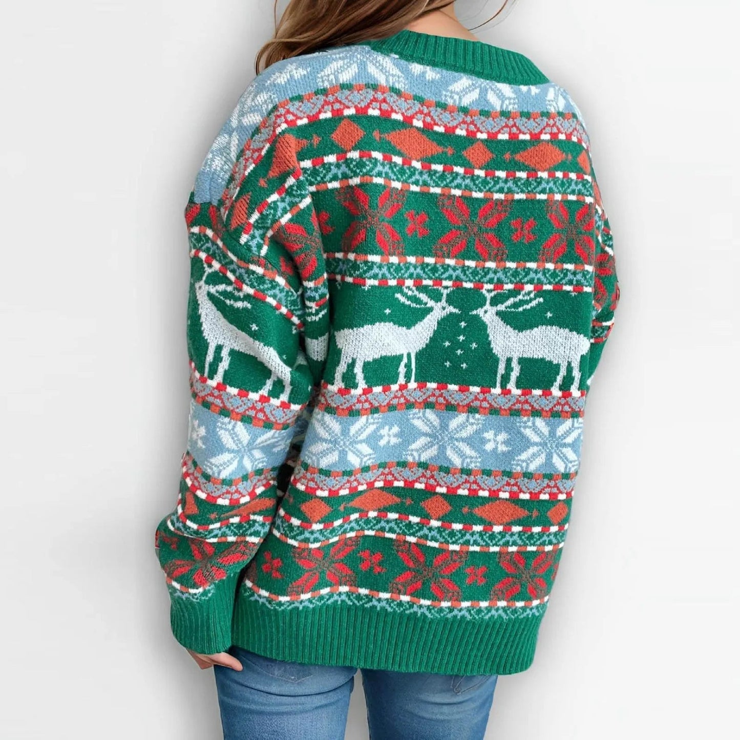 Oversized Deer Knitted Christmas Sweater