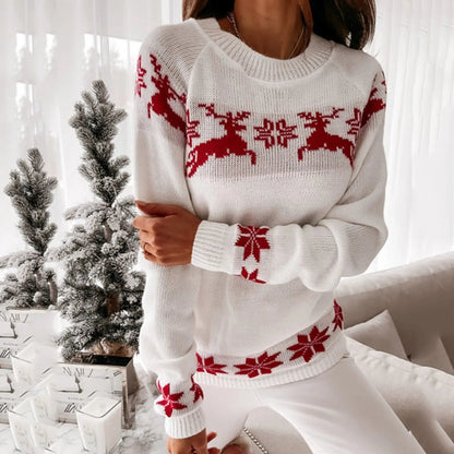 Elk Snowflake Christmas Sweater for Autumn Winter Wear