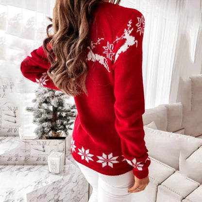 Elk Snowflake Christmas Sweater for Autumn Winter Wear