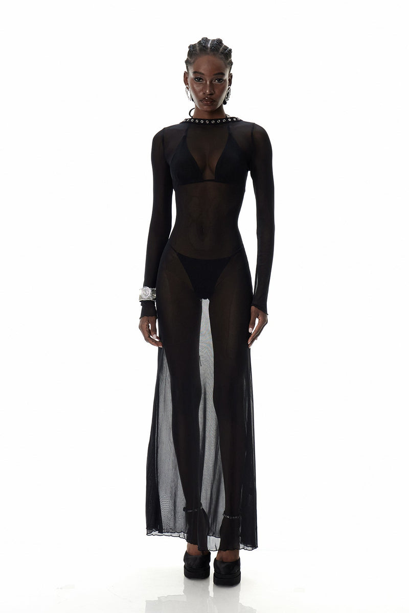 Cierra Backless Lace Up Maxi Dress