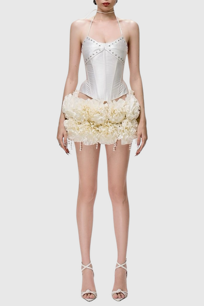 Orsolya Pearl Corset Two Piece Set - Ivory