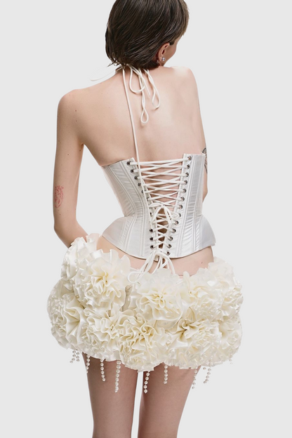 Orsolya Pearl Corset Two Piece Set - Ivory