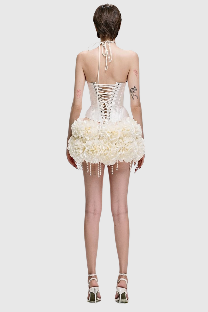 Orsolya Pearl Corset Two Piece Set - Ivory
