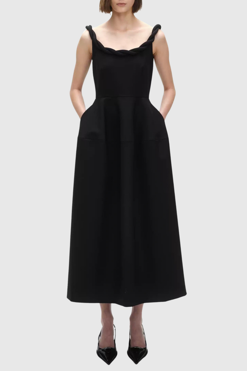 Clauda Twist Rope Backless Midi Dress