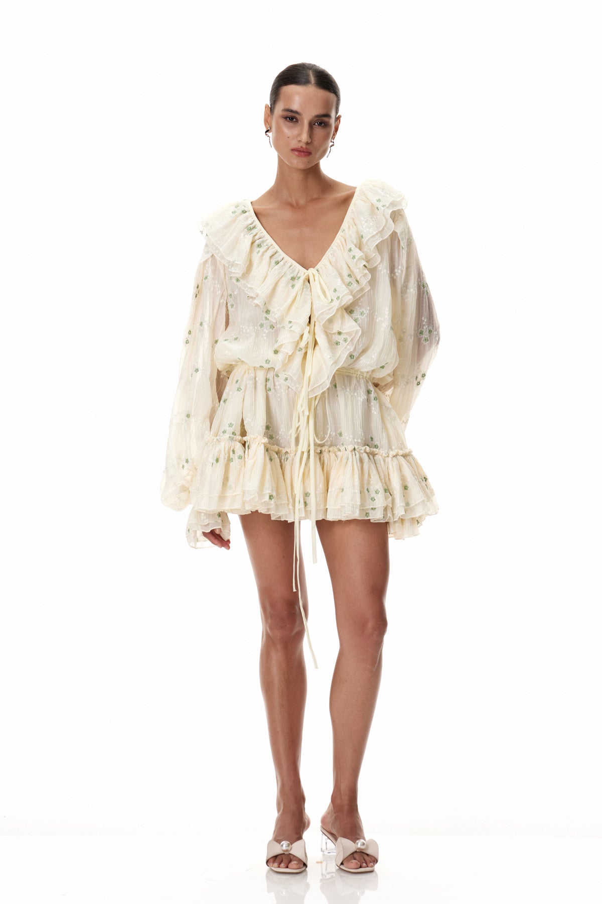 Claudia Balloon Sleeve Ruffle Mini Dress