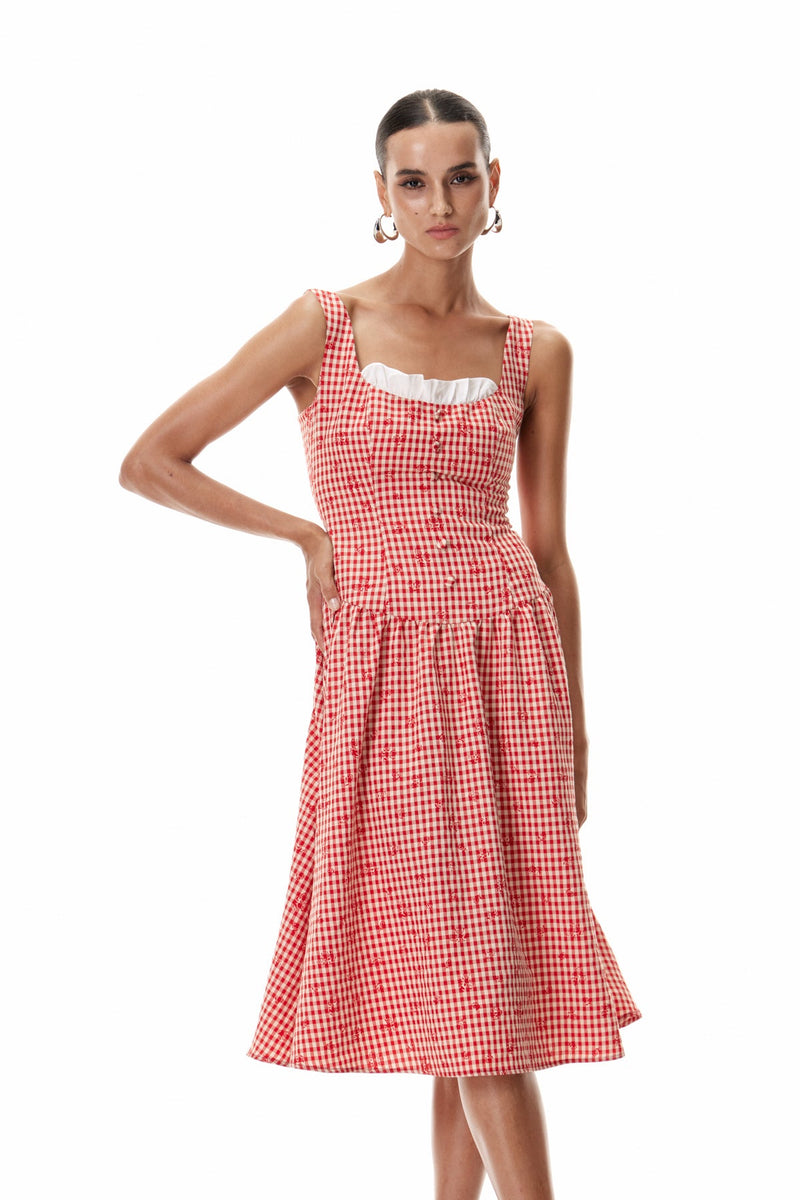 Cletis Grid Midi Dress