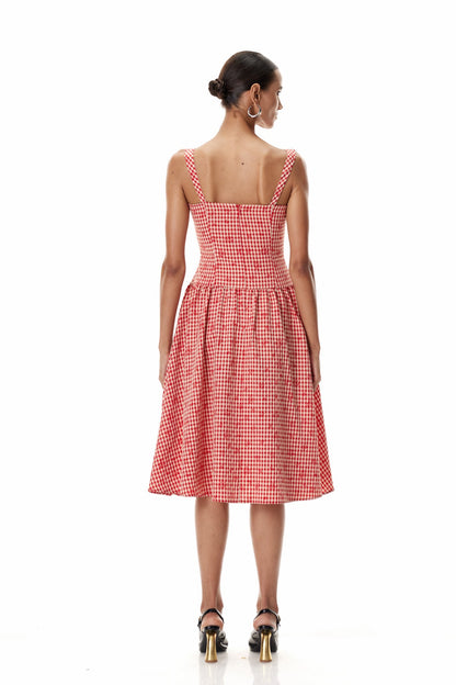Cletis Grid Midi Dress