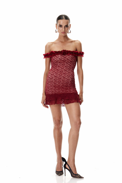 Cletus Flower Lace Mini Dress