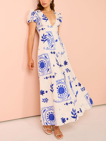 Wave V-neck Maxi Dress