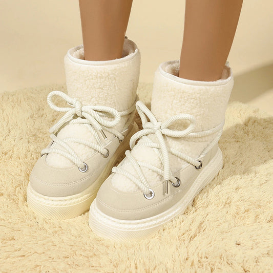 Cold-proof Lace Up Waterproof Anti-slip Short Snow Boot