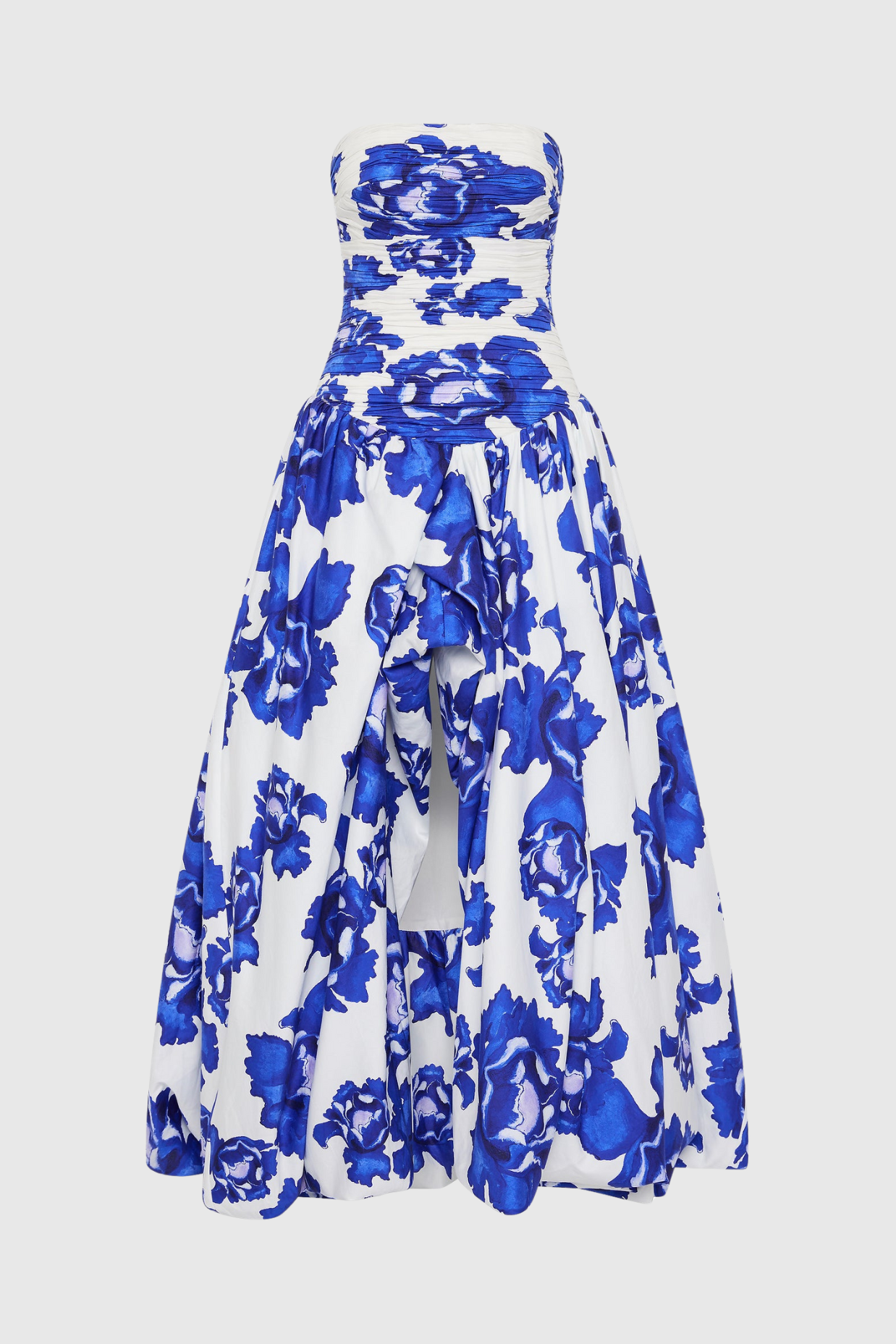 Coleka Print Strapless Ruched Maxi Dress - Blue