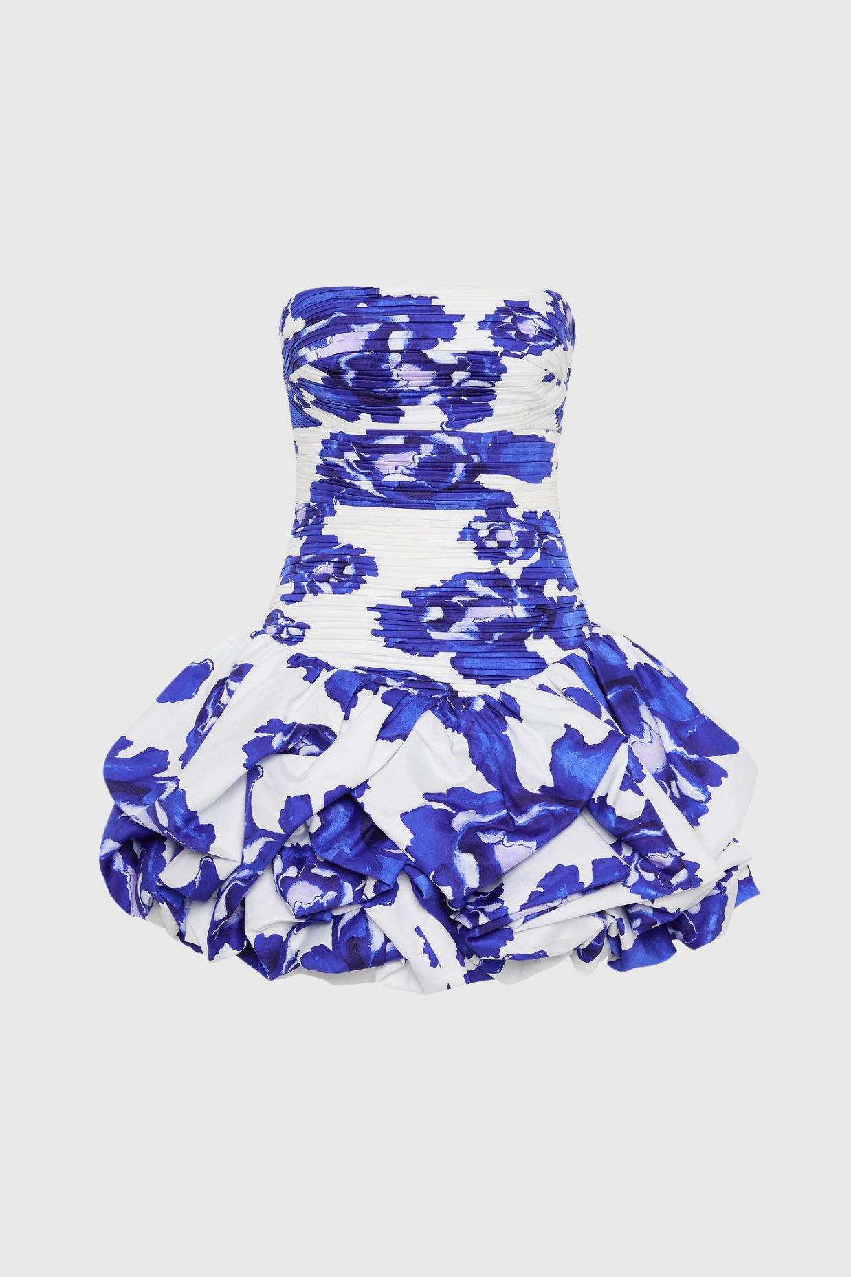 Coleka Print Strapless Ruched Mini Dress - Blue
