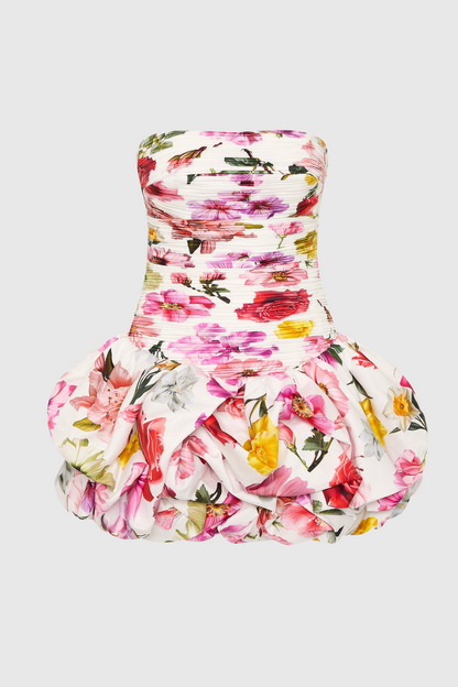 Coleka Print Strapless Ruched Mini Dress - Pink