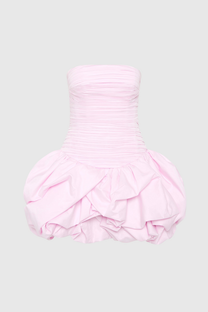 Coleka Print Strapless Ruched Mini Dress - Pink