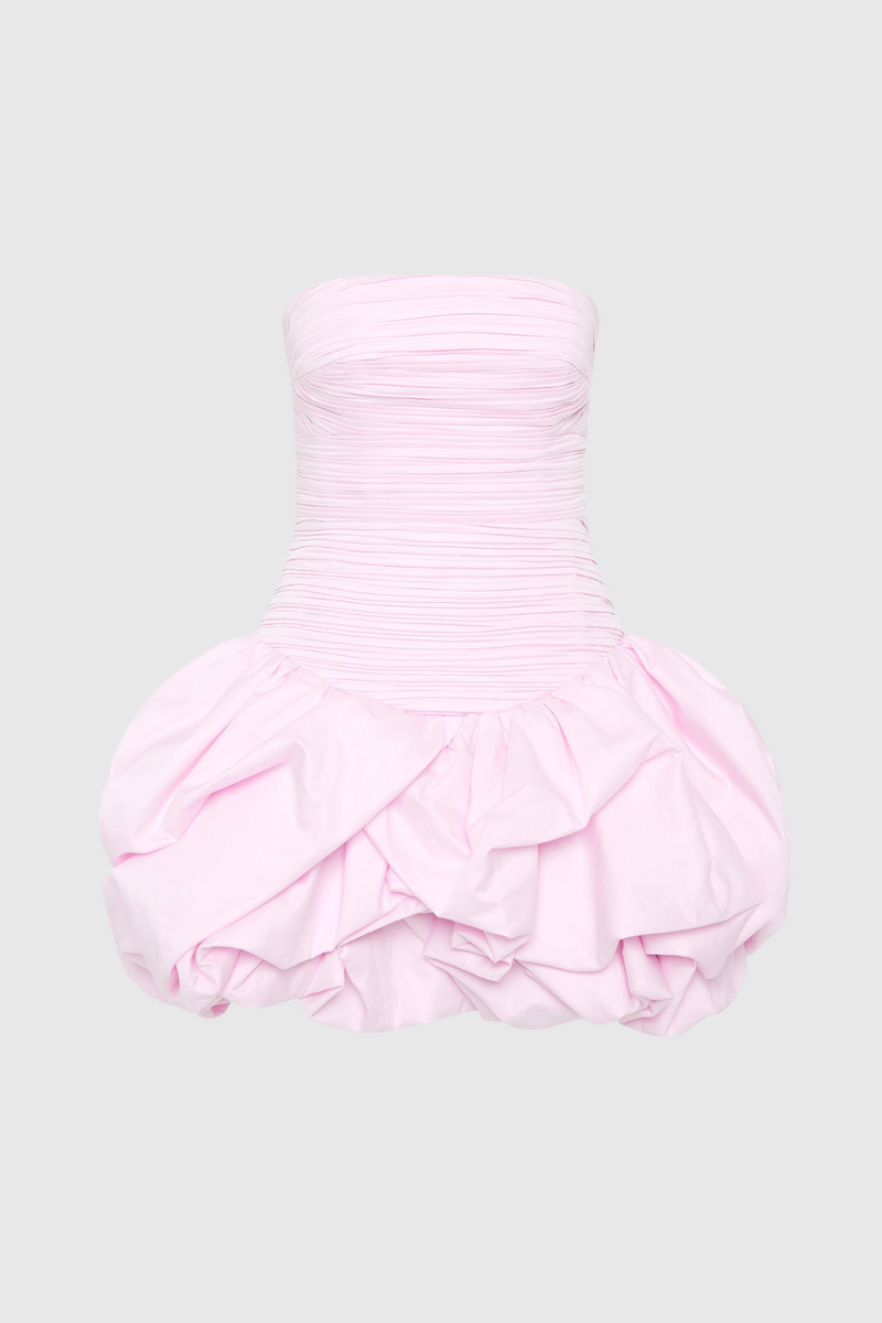 Coleka Print Strapless Ruched Mini Dress - Pink