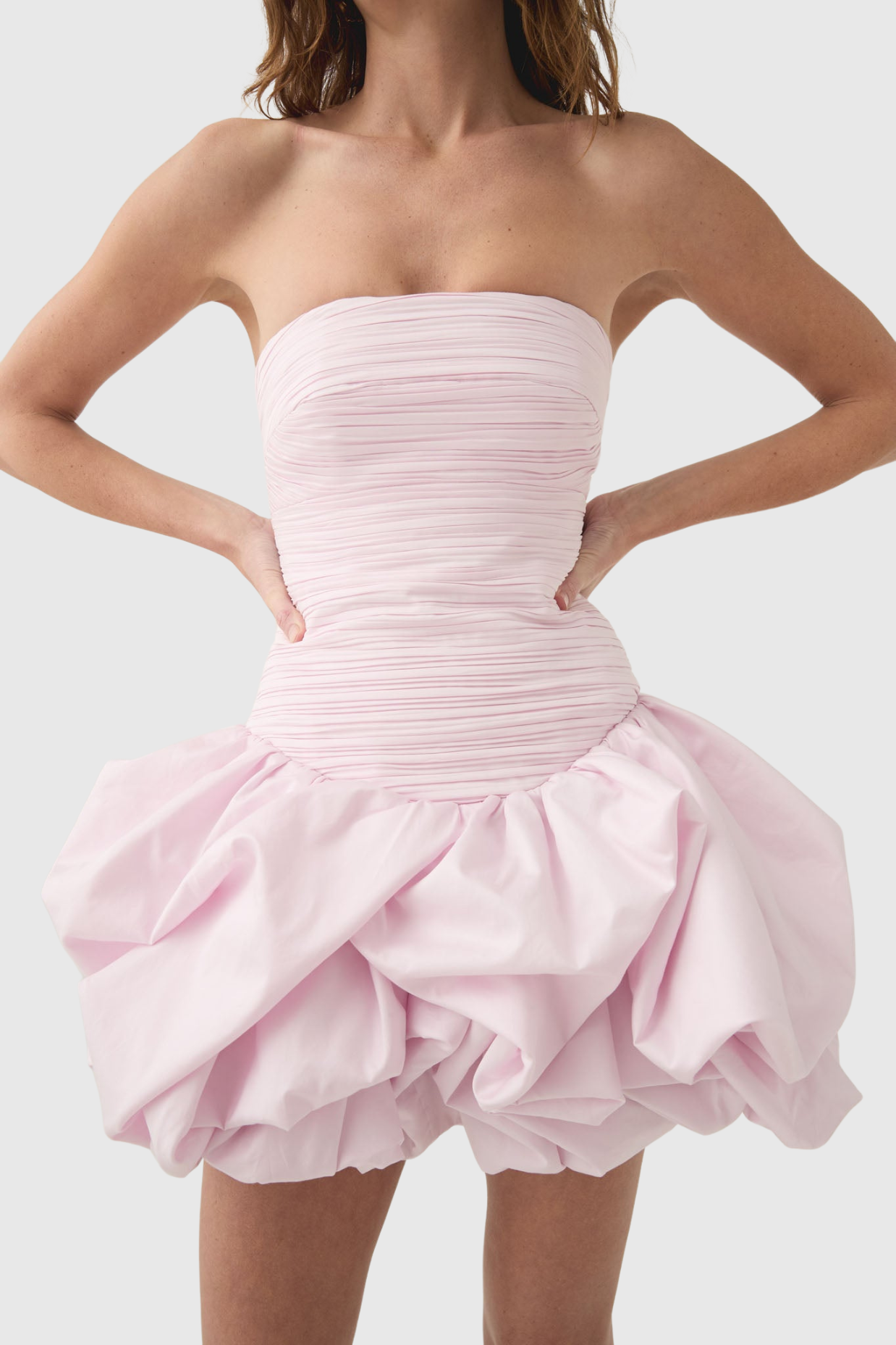 Coleka Print Strapless Ruched Mini Dress - Pink