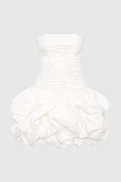 Coleka Print Strapless Ruched Mini Dress - White