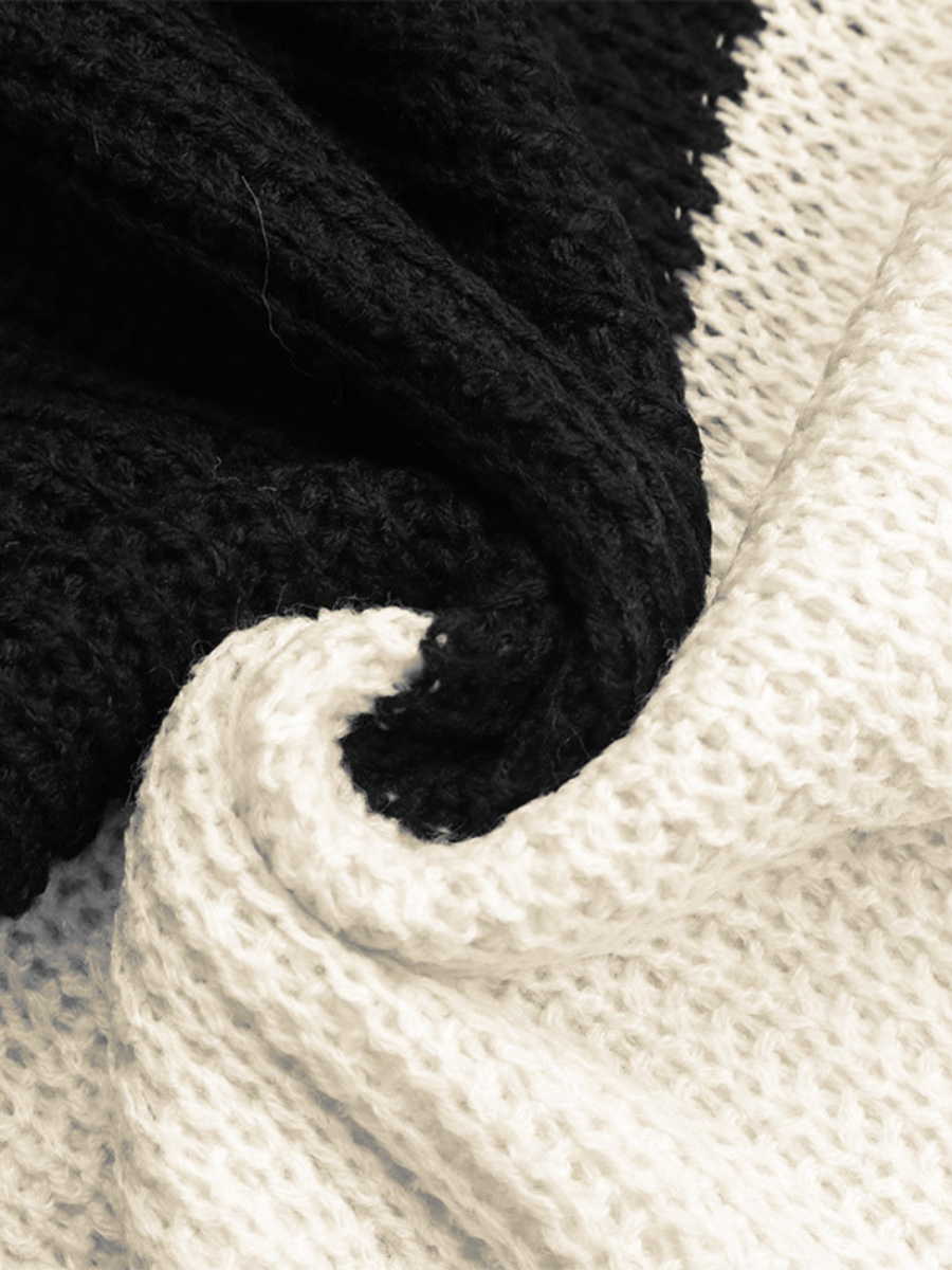 | Black Grey Stripe Block Sweater