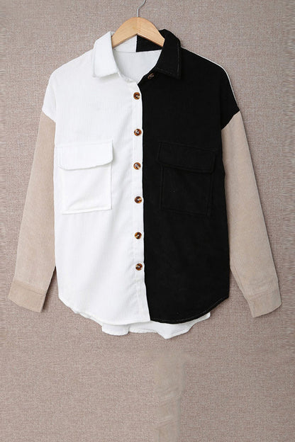 Colorblock Patchwork Single-breasted Blouse