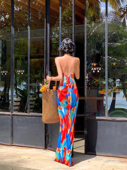 Colorful Strapless Ruched Maxi Dress _ Summer Statement Piece
