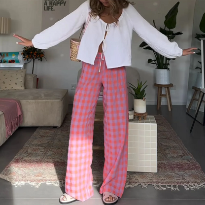 Plaid High Waist Loose Aesthetic Pant
