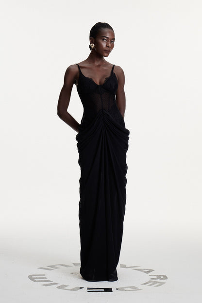 Constance Lace Ruch Maxi Dress
