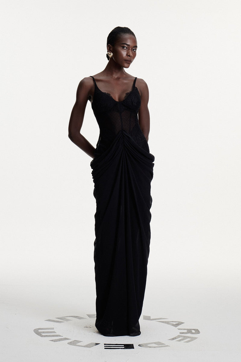 Constance Lace Ruch Maxi Dress