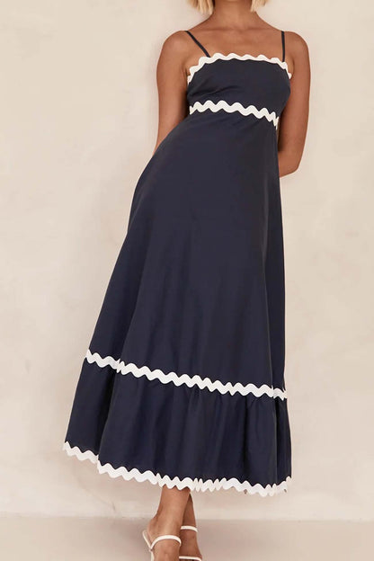 Contrast Spaghetti Strap Tiered Cami Dress