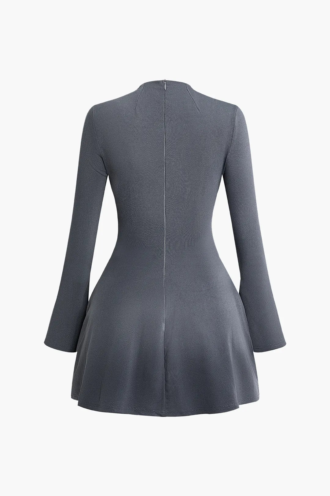 Cora Grey Stitching Bell Sleeve Mini Dress