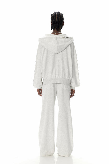 Daniyal Eyelet Straight Pants in White