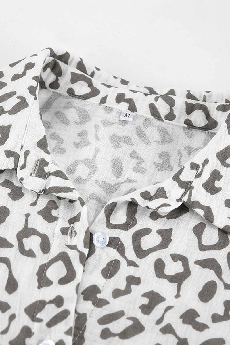 Cotton Leopard Shirt Long Pants Two-piece Set