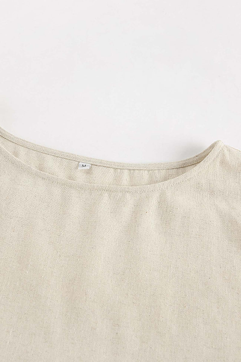Cotton Linen Cap Sleeve Shorts Two Piece Set