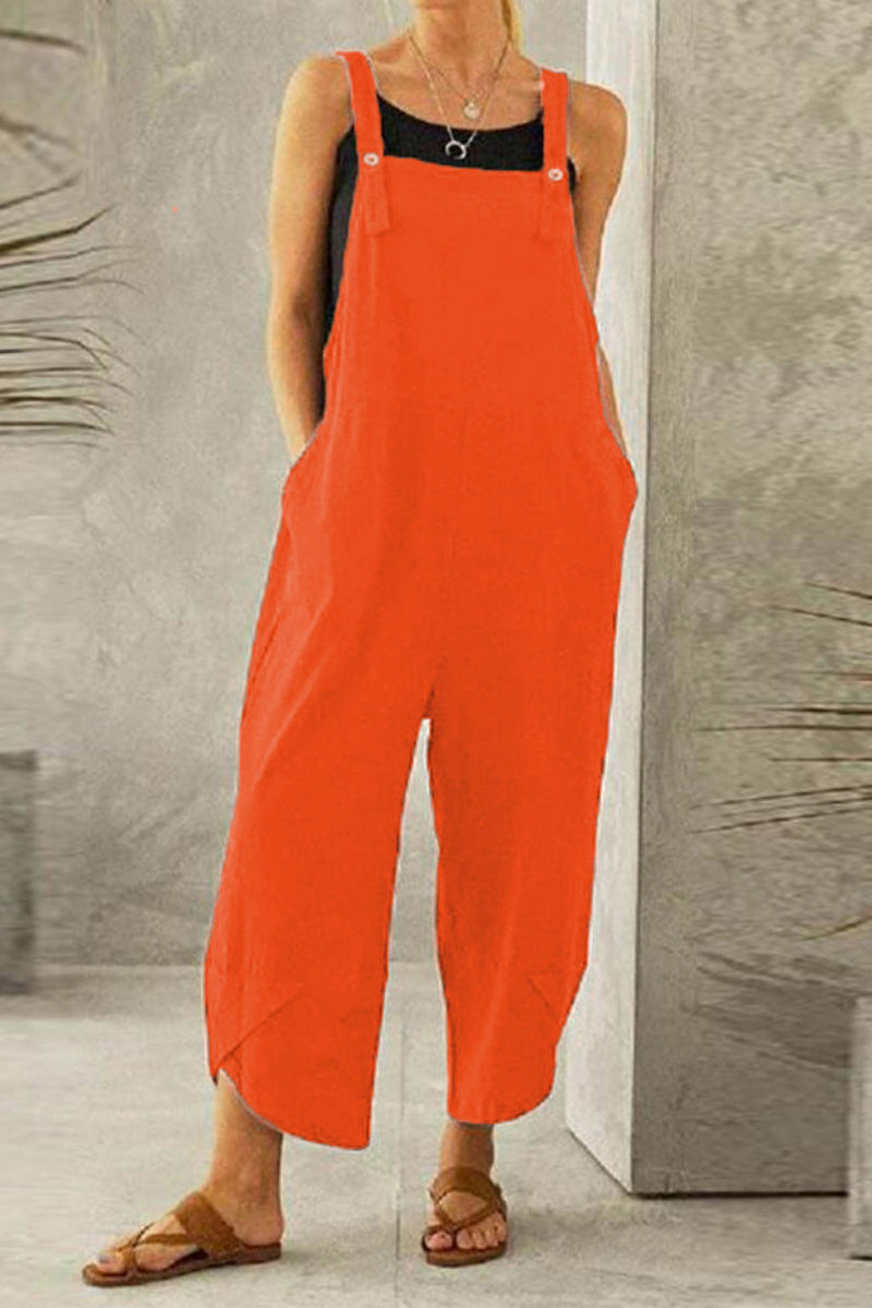 Cotton Color Strappy Jumpsuit