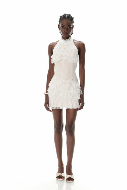 Cove Halter Neck Mesh Mini Dress