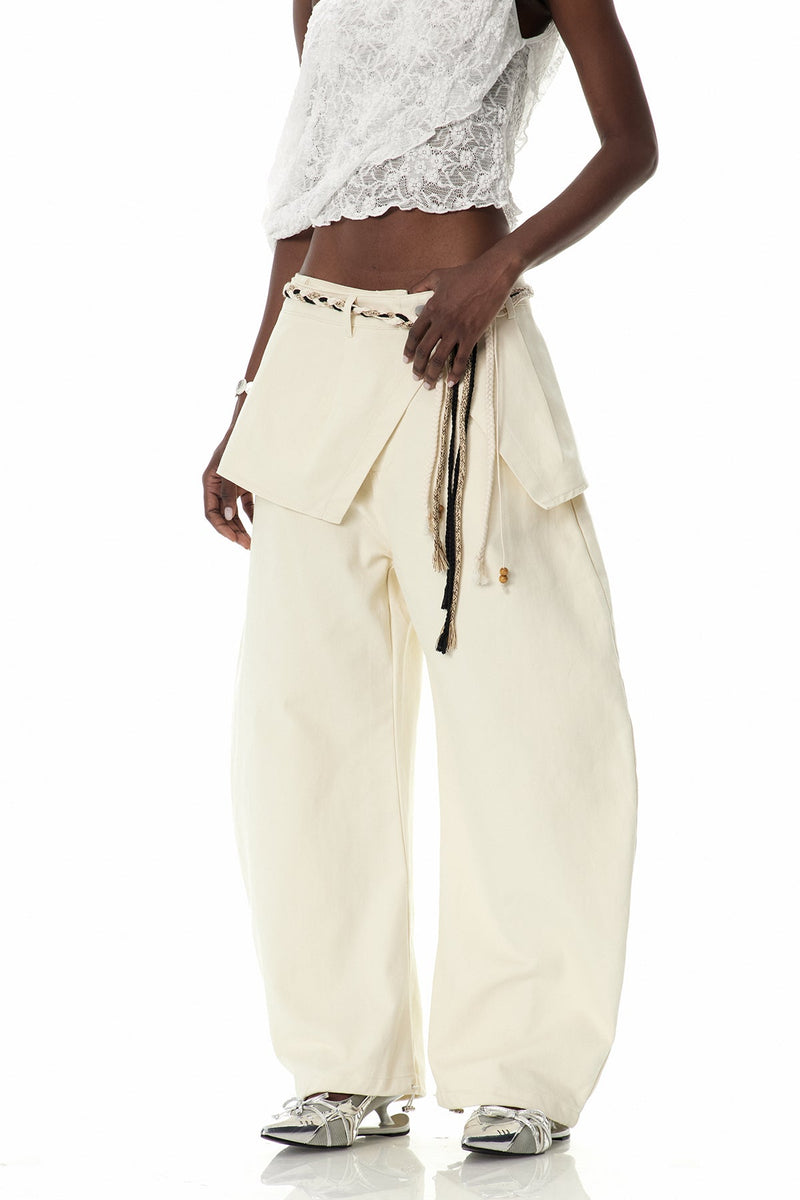 Cowessess Deconstruct Baggy Pants in Beige