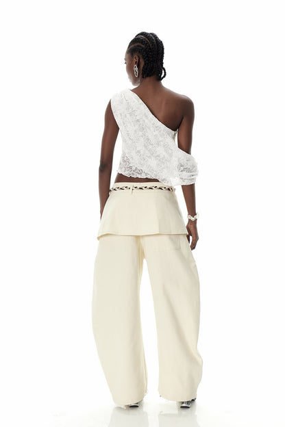 Cowessess Deconstruct Baggy Pants in Beige