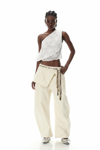Cowessess Deconstruct Baggy Pants in Beige