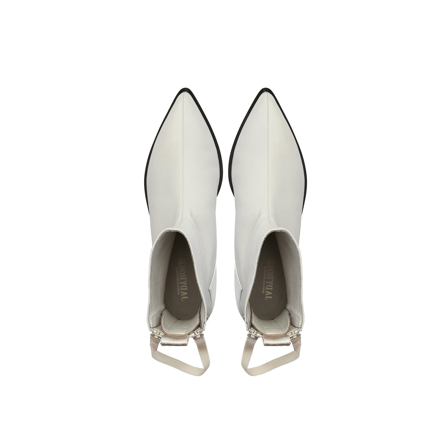 Jady Rose | Ivory Back-zip Leather Ankle Boot