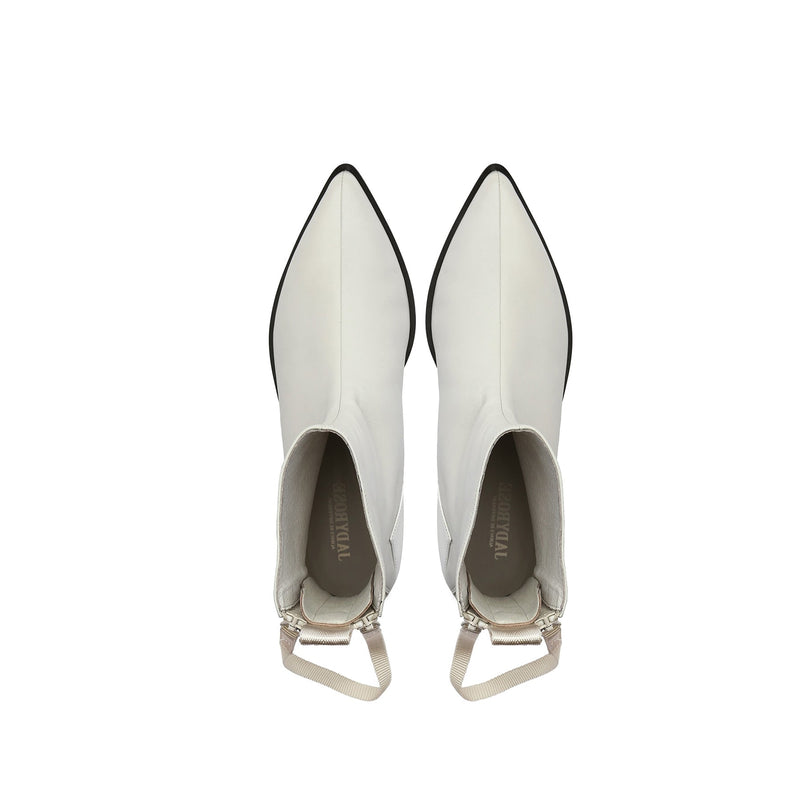 Jady Rose | Ivory Back-zip Leather Ankle Boot