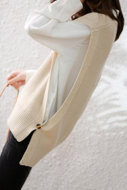 Crew Neck Color Wool Sweater Vest