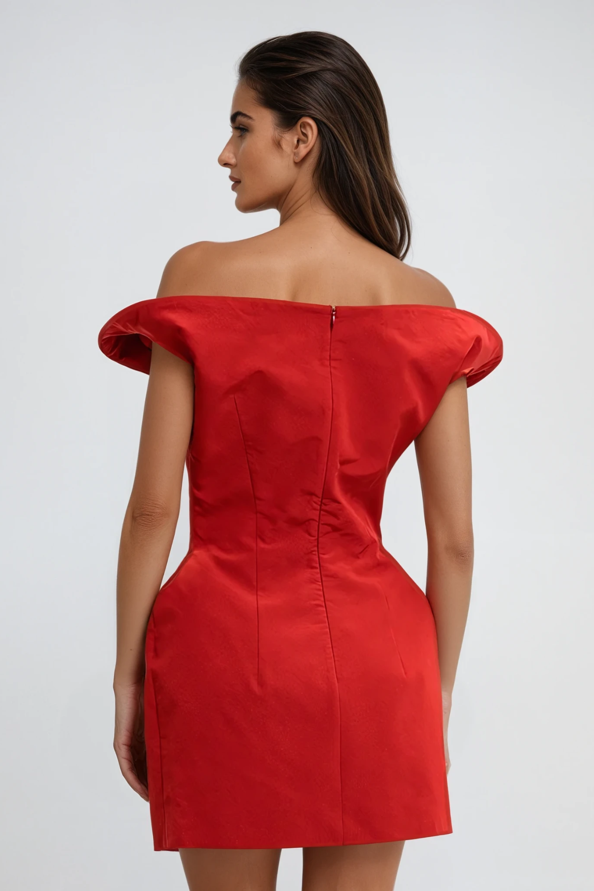 Crina Deconstruct Asymmetric Mini Dress in Red