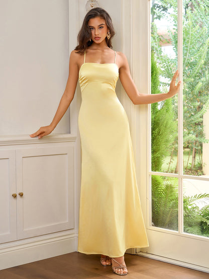 Crisscross Tie Backless Maxi Dress