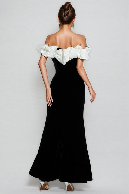 Indie Black One Shoulder Mermaid Maxi Dress