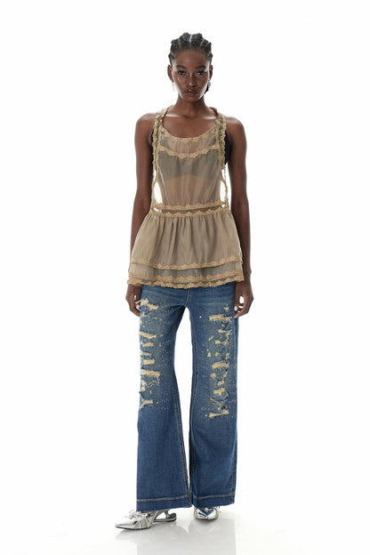 Cyneburg Lace Mesh Mini Dress