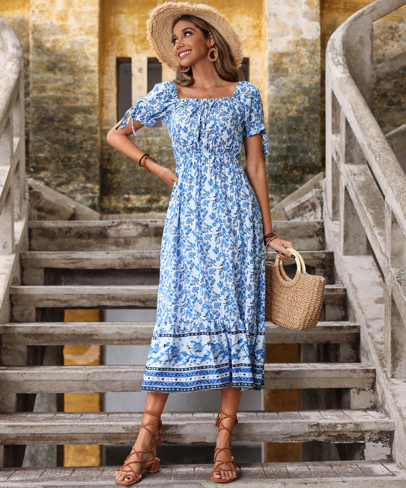 Genalo Maxi Dress - Porcelain Print