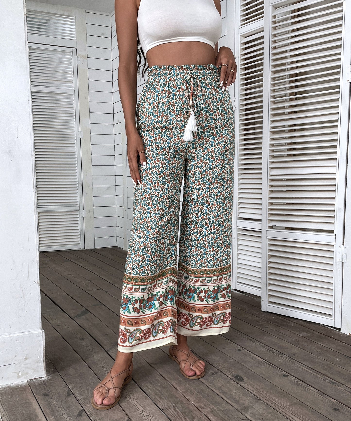 Jasmine Culottes Pants - Black Print