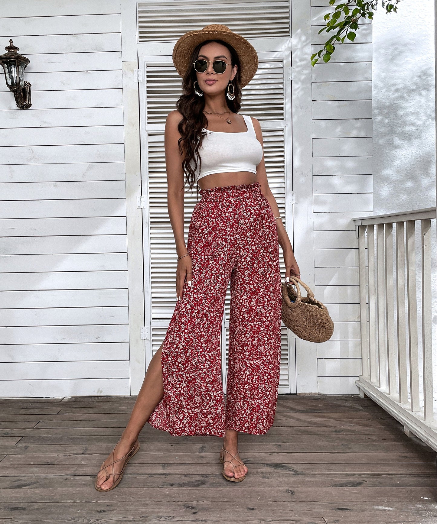 Chelo Culottes Pants - Red Print