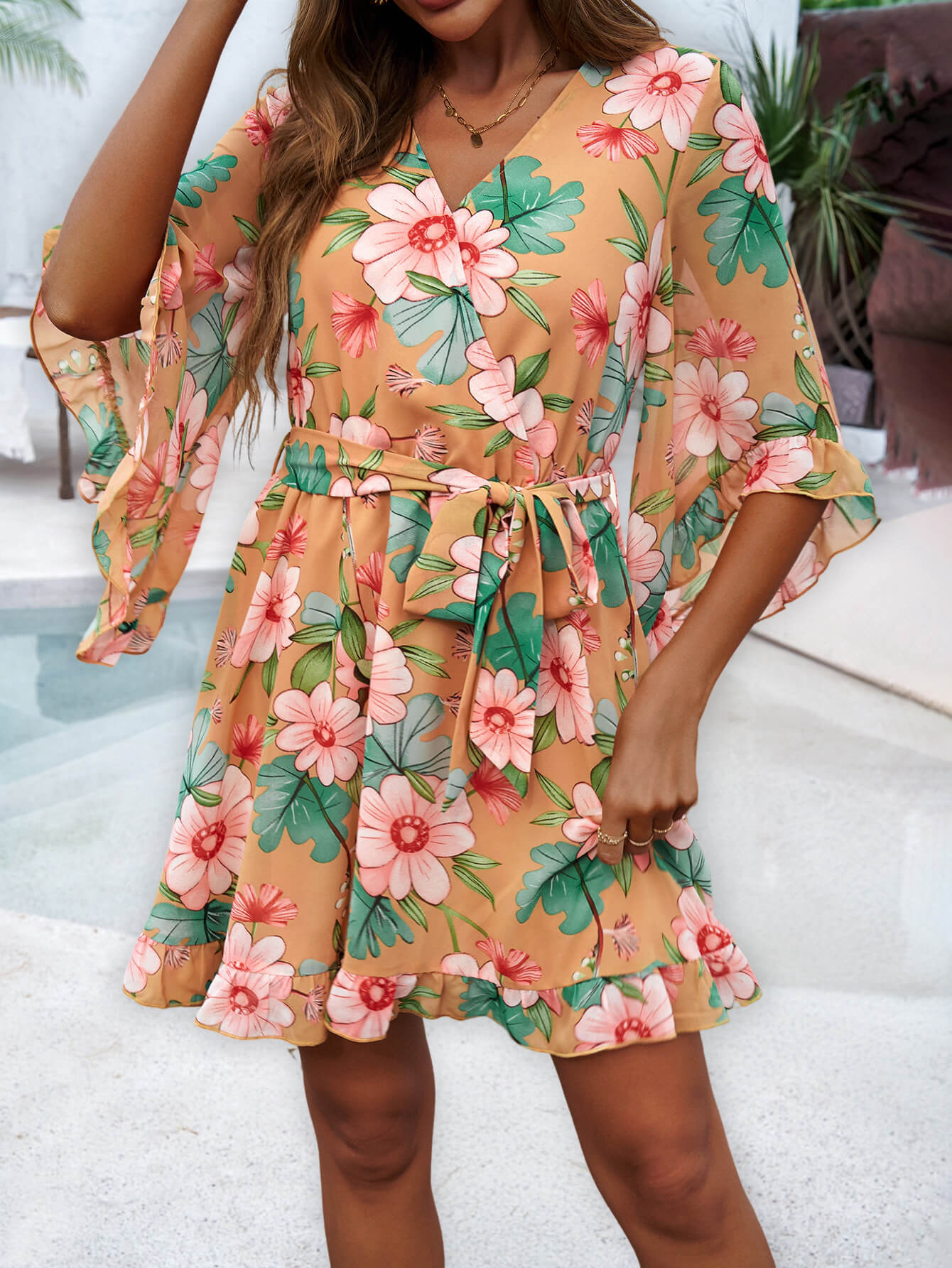Sienna Wrap Mini Dress - Yellow